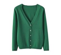Cárdigan Corto Para Mujer Cárdigans Holgados Cómodo Cuello en V Botones Suéter de Punto Color Sólido Manga Larga Top Chal Ligero Versátil Ropa de Punto Vestido Básico Cobertor Ropa Exterior Jersey