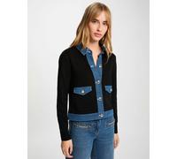 Cárdigan cuello solapa y rayas negro mujer S