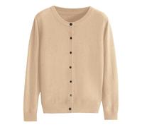 Cárdigan de algodón de punto trenzado para mujer, cárdigan de manga larga para mujer, algodón del Reino Unido, suéter clásico de cuello redondo, cárdigan de punto con botones, cómodo y ligero, ropa de
