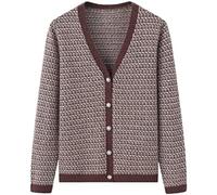 Cárdigan De Cachemira Con Cuello En V Y Un Solo Pecho Para Mujer, Suéter De Cachemira Estilo Otoño E Invierno, Suéter Con Fondo,Rojo,L