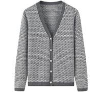 Cárdigan De Cachemira Con Cuello En V Y Un Solo Pecho Para Mujer, Suéter De Cachemira Estilo Otoño E Invierno, Suéter Con Fondo,Gris,L