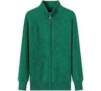 Cárdigan De Cachemira Engrosada Con Cremallera Para Mujer, Suéter De Punto Con Chaqueta De Color Sólido Raglán Para Madre,Pasto Verde,3XL