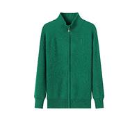 Cárdigan De Cachemira Engrosada Con Cremallera Para Mujer, Suéter De Punto Con Chaqueta De Color Sólido Raglán Para Madre,Pasto Verde,XL