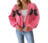 Cárdigan de encaje para mujer, cárdigan de malla de manga corta, cárdigan de punto abierto al frente, ligero, transparente, suave, elegante, verano, playa, vacaciones, fiesta, Reino Unido, hot pink, L