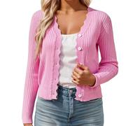 Cárdigan de encaje para mujer, cárdigan de punto de manga larga, cárdigan abierto al frente, transparente, elegante, femenino, verano, playa, fiesta, noche, ligero, capas del Reino Unido, rosa, M