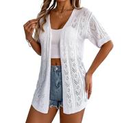 Cárdigan de Ganchillo para Mujer, Manga Corta, Estilo Bohemio, Ideal para