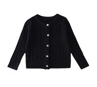 Cárdigan de ganchillo para niños pequeños, suéter liso cálido, chaqueta de punto escolar, sudadera de manga larga con botones, suéter de punto cálido para invierno, ropa de punto grueso, azul oscuro