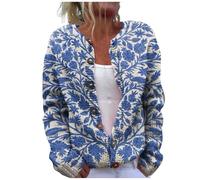 Cárdigan de gran tamaño para mujer, suéter feo de Navidad, con botones, cuello redondo, ropa de punto suelto, manga larga, suéteres de manga larga, suéteres casuales de ajuste holgado, chaqueta tipo