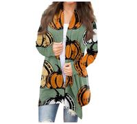 Cárdigan de Halloween para mujer 2025, a la moda, casual, estampado, con bolsillo, manga larga, para otoño, invierno, interior, exterior, camping, fiesta, f, S