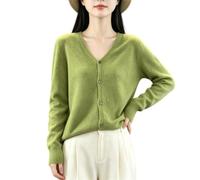 Cárdigan De Lana para Mujer Cuello En V Abotonado Manga Larga Básico Suave Cálido De Punto Jersey Ligero Informal para La Oficina El Trabajo y Uso Diario Color Verde Fruta XXS.