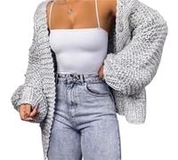 Cardigan de Manga Knitted Cardigan Autumn Winter Women Sweaters Batwing Long Sleeved Plush Loose Outside Knit Sweater(Color 6,XL)