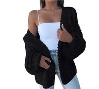 Cardigan de Manga Knitted Cardigan Autumn Winter Women Sweaters Batwing Long Sleeved Plush Loose Outside Knit Sweater(Color 3,XXL)