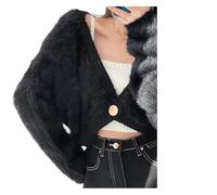 Cardigan de Manga Knitted Cardigan Fashion Women Short Coat Crop Sweater Sexy Sweaters Autumn Winter Knitwear Elegant(Black)