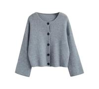 Cardigan de Manga Knitted Cardigan Thick Solid Single Breasted Ladies Sweater Fashion Autumn Winter Long Sleeve(Grey)