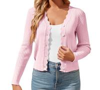 Cárdigan de manga larga con botones para mujer, abrigo de punto, cárdigan con botones, boleros, ropa de otoño con botones, I, L