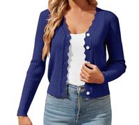 Cárdigan de manga larga con botones para mujer, abrigo de punto, cárdigan con botones, boleros, ropa de otoño con botones, RBL, L
