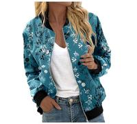 Cárdigan de manga larga para mujer, estampado floral, ropa de abrigo moderna para el trabajo, ropa de ciudad, trajes de fin de semana y fácil de poner, con práctico estilo diario, azul celeste, XXL