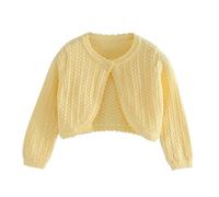 Cárdigan de manga larga para niña, bolero, manga larga, para fiesta, comunión, bautizo, amarillo, 5 años