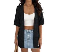 Cárdigan de Media Manga con Frente Abierto para Mujer, Camisa de protección Solar de Ganchillo de Punto Ahuecado, suéter para Cubrir la Playa, Ropa de Vacaciones, suéter con Frente Abierto