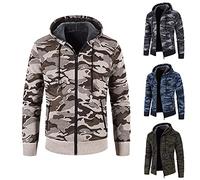 Cárdigan de microforro polar con cremallera completa para hombre, sudadera con capucha y cremallera para hombre, sudadera de forro polar suave con capucha, sudadera casual de camuflaje con bolsillos