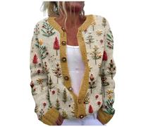 Cárdigan De Mujer Elegante Suéter De Navidad Elegante Suéter Clásico Sweater Con Botones Ropa Exterior Mujer Curvy Suéteres Coloridos Jersey De Manga Larga Casual Cárdigan De Lana Black Friday 2024,