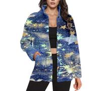 Cárdigan de Navidad para mujer, chaqueta de franela con estampado de | Chaqueta de forro polar de franela con botones frontales, chaquetas de gran tamaño, cuello de manga larga