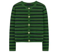 Cárdigan de Punto a Rayas para Mujer, Modelo 2026, con Botones Frontales, Corte Corto, Manga Larga, Ligero, Color Verde y Negro, Talla XX Large.