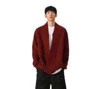 Cárdigan de punto asimétrico para hombre, estilo coreano retro, rosso, L