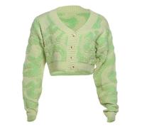 Cárdigan de Punto Cárdigan de Punto Dulce suéter Mujer Cuello en V botón otoño Elegante Casual Manga Larga cálido Ropa Calle para Mujeres(Green,L)