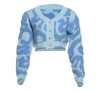 Cárdigan de Punto Cárdigan de Punto Dulce suéter Mujer Cuello en V botón otoño Elegante Casual Manga Larga cálido Ropa Calle para Mujeres(Blue,XL)