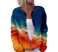 Cárdigan de Punto con Cremallera para Mujer,Chaqueta Sueter Manga Larga Abrigo Suéter Rebeca Chaqueta Jerseis Mujer De Elegante Floral con Botones Y Escote En V Jersey Verano