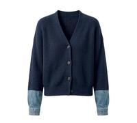 Cárdigan de Punto con Cuello en V para Mujer, Manga Larga, puños Vaqueros, | Abrigo Corto Entallado Mujer Invierno Plateada Tipos Lila Austríaca Monos Plumífero Diseños Baño Precios Xl