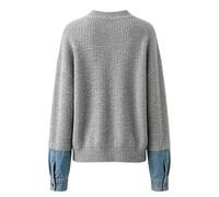 Cárdigan de Punto con Cuello en V para Mujer, Manga Larga, puños Vaqueros, | Abrigo Corto Entallado Mujer Invierno Plateada Tipos Lila Austríaca Monos Plumífero Diseños Baño Precios Xl