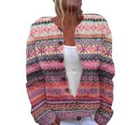 Cárdigan de Punto de Lana para Mujer-Cárdigan de Gran Tamaño con Botones-Calto y Colorido Estampado Floral-Chaqueta Cómoda-Chaqueta Gruesa y Caliente-Chaquetas de Lana-Suéter Grueso Y2k para