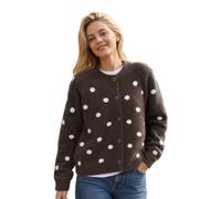 Cárdigan de punto de lunares para mujer, estilo vintage, cuello redondo | Cárdigan de mezcla de lana con cuello alto falso, suéter jacquard de lunares retro elegantes suéteres de manga larga abrigo