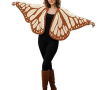 Cárdigan de punto de mariposa monarca para mujer, cárdigan de ganchillo abierto al frente con patrón de alas de mariposas, suéter ligero de manga larga con botones para mujer, marrón, Altoa única