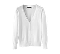 Cárdigan de punto elegante para mujer, cárdigan de punto grande, cuello en V, cárdigan de punto, manga larga, tallas grandes, abrigo de punto, informal, suéter monocolor, cárdigan cálido de punto fino