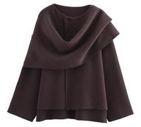 Cárdigan de Punto Extragrande para Mujer, Abrigo de Manga Larga con Botones, Chaqueta Tipo Chal, suéter de Invierno de Color Liso con Bufanda. (Dark Khaki,M)