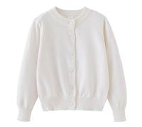 Cardigan de punto genérico para niñas ropa al aire libre suave cómodo manga larga abotonada frente suéter caliente casual para niños pequeños, blanco, 5-6 Años
