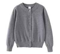 Cardigan de punto genérico para niñas ropa al aire libre suave cómodo manga larga abotonada frente suéter caliente casual para niños pequeños, gris, 5-6 Años