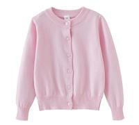 Cardigan de punto genérico para niñas ropa al aire libre suave cómodo manga larga abotonada frente suéter caliente casual para niños pequeños, rosa, 4-5 Años