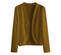 Cárdigan de punto ligero para mujer, manga 3/4, parte delantera abierta, casual, bolero, suéter, vintage, vestido de verano y primavera, caqui, XL