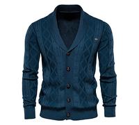 Cárdigan de punto para hombre con bolsillos, chaqueta de punto para hombre, cálida y cómoda, chaqueta de otoño e invierno, cuello en V, cárdigan con botones, ajuste holgado, casual, abrigo clásico y