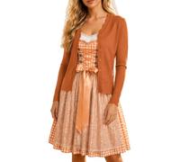Cárdigan De Punto para Mujer Bolero Chaqueta Dirndl Tradicional Corta Suéter Cárdigan De Manga Larga con Borde Festoneado Bolero Abotonado para Vestidos Oktoberfest para El Día A Día Naranja M