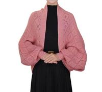 Cárdigan de punto para mujer, bufanda a cuadros de moda cálida para invierno, informal, abierta, para uso diario, Rosa., Tallaúnica