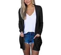Cárdigan de punto para mujer, corto, ligero, cuello redondo, manga larga, clásico, abrigo de punto con botones para otoño, cárdigan de algodón para mujer, camisa orgánica fina de aire acondicionado