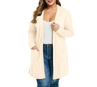 Cárdigan de punto para mujer, de verano, ligero, de manga larga, cárdigan fino, elegante, cuello redondo, cárdigan, informal, chaleco de punto clásico, abrigo de punto con botones, S-3XL, Beige-B., S