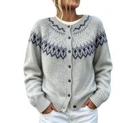 Cárdigan de punto para mujer, estampado étnico retro del Reino Unido, con botones frontales, C-light Ashy, XXL