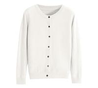 Cárdigan de punto para mujer, suéter ligero para mujer, parte delantera abierta, elegante, básico, cuello redondo, manga larga, con botones, color liso, elástico, chaquetas de otoño y primavera,