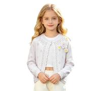 Cárdigan de Punto para niñas, Chal para bebé y niño pequeño, suéter Infantil, Chaqueta, Funda para Aire Acondicionado. (2-White, 18-24 Months)